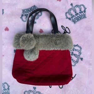 Bath & body works red fur bag
